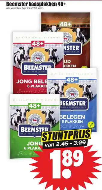 Dirk Beemster kaasplakken 48+ pak 125 of 150 gram aanbieding