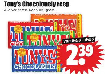 Dirk Tony's Chocolonely reep 180 gram aanbieding