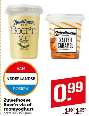 Coop Zuivelhoeve boer'n vla of roomyoghurt aanbieding