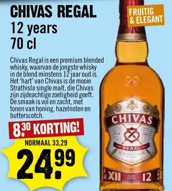 Dirck 3 CHIVAS REGAL 12 years 70 cl aanbieding