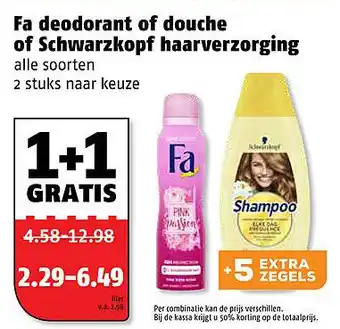 Poiesz Fa deodorant of douche of Schwarzkopf haarverzorging aanbieding