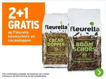 GAMMA 2+1 GRATIS op Fleurella boomschors en cacaodoppen aanbieding