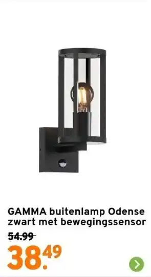 GAMMA GAMMA buitenlamp Odense zwart met bewegingssensor aanbieding