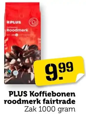 Coop PLUS Koffiebonen roodmerk fairtrade  1000 gram aanbieding