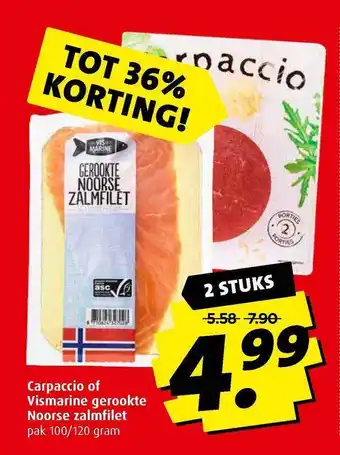 Boni Carpaccio of vismarine gerookte noorse zalmfilet tot aanbieding