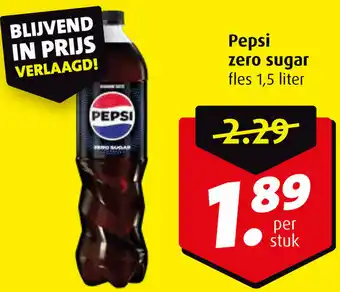 Boni Pepsi zero sugar fles 1,5 liter aanbieding