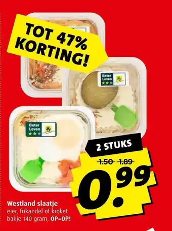 Boni Westland slaatje eier, frikandel of kroket tot aanbieding