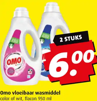 Boni Omo vloeibaar wasmiddel 950ml aanbieding