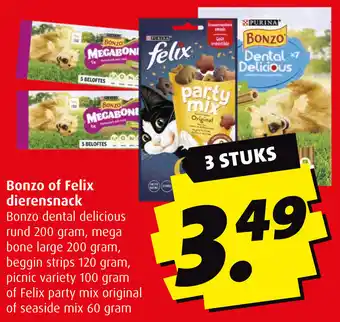 Boni Bonzo of Felix dierensnack aanbieding