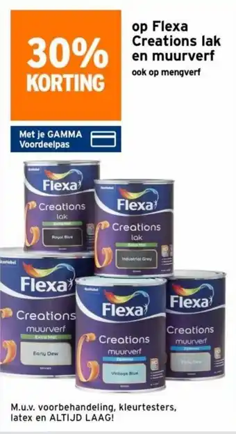 GAMMA op Flexa Creations lak en muurverf ook op mengverf aanbieding