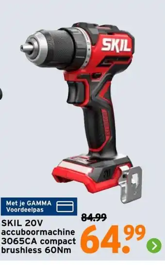 GAMMA SKIL 20V accuboormachine 3065CA compact brushless 60Nm aanbieding