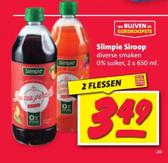 Nettorama Slimpie Siroop 0% suiker, 2 x 650 ml aanbieding