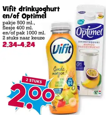 Boon`s Markt Vifit drinkyoghurt en/of Optimel aanbieding