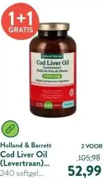 Holland & Barrett Cod Liver Oil (Levertraan) 1000mg aanbieding