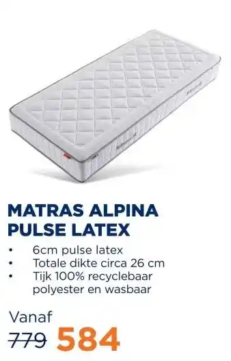 TotaalBED Matras Alpina | Pulse latex toplaag | 70x200 aanbieding