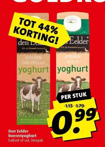 Boni Den eelder boerenyoghurt halfvol of vol tot aanbieding