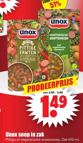 Dirk Unox Soep in zak 570ml aanbieding