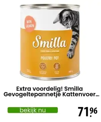 Zooplus Extra voordelig! Smilla Gevogeltepannetje Kattenvoer 24 x 800 g - Zacht Gevogelte met Zalm (24 x 800 g) aanbieding