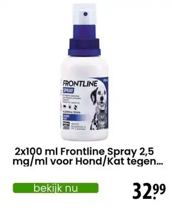 Zooplus Frontline Spray 2,5 mg/ml Oplossing voor ongedierte Hond en Kat 100ml aanbieding