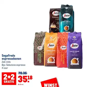 Makro Segafredo espressobonen Zak 1 kilo aanbieding