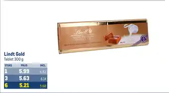 Makro Lindt Gold Tablet 300 g aanbieding