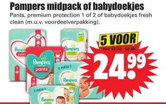 Dirk Pampers midpack of babydoekjes aanbieding