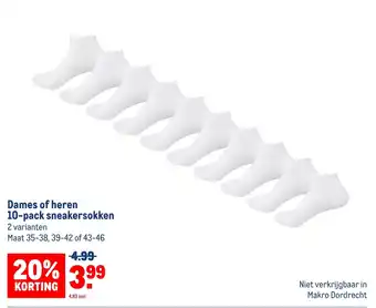 Makro Dames of heren 10-pack sneakersokken aanbieding