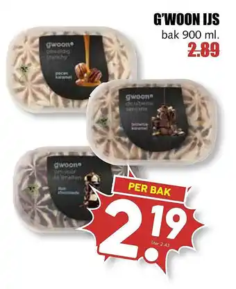 MCD Supermarkt G'woon Ijs 900ml aanbieding