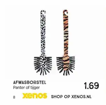 Xenos Afwasborstel panter of tijger aanbieding