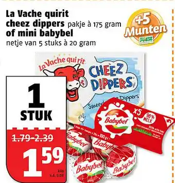 Poiesz La Vache quirit cheez dippers of mini babybel 20-175gram aanbieding