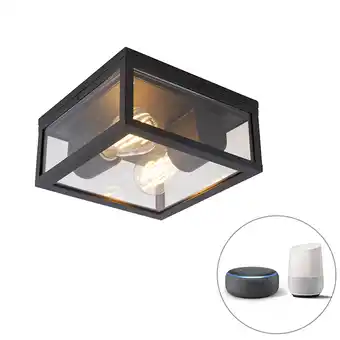 Lampenlicht.nl Smart plafondlamp zwart IP44 2-lichts incl. Wifi ST64 - Charlois aanbieding