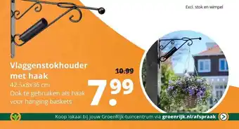 GroenRijk Vlaggenstokhouder met haak 42,5x8x36cm aanbieding