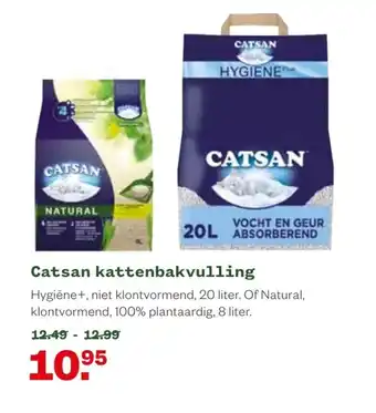 Welkoop Catsan kattenbakvulling Hygiene+, niet klontvorment, 20 liter. Of Natural, Klontvorment, 100% plantaardig, 8 liter. aanbieding