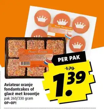 Boni Aviateur oranje fondantcakes of glacé met kroontje 260/330 gram aanbieding