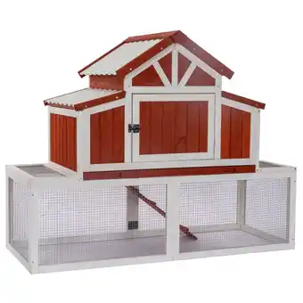 Pets Place Adori Konijnenhok Hazel - Dierenverblijf - 141x67x112 cm Rood Wit aanbieding