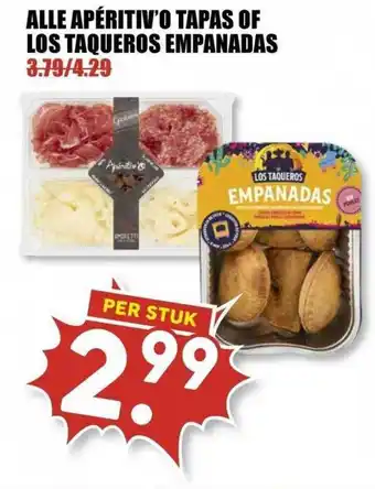 MCD Supermarkt Alle Apéritiv'o Tapas Of Los Taqueros Empanadas aanbieding