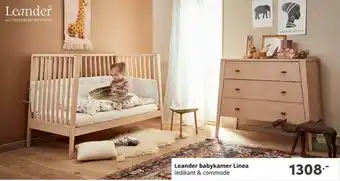 Baby & Tiener Leander Babykamer Linea Ledikant & Commode aanbieding