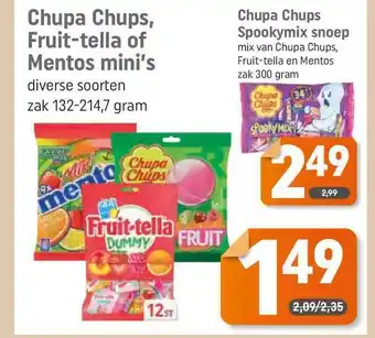 Dagwinkel Chupa Chups, Fruit-Tella Of Mentos Mini;s Of Chupa Chups Spookymix Snoep aanbieding