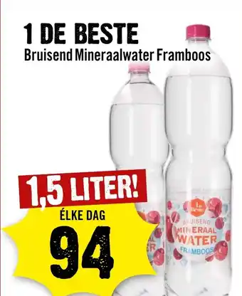 Dirck 3 Bruisend Mineraalwater Framboos 1,5 LITER aanbieding