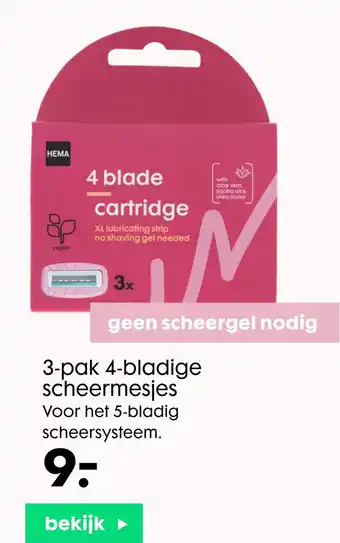 HEMA 3-pak 4-bladige scheermesjes aanbieding