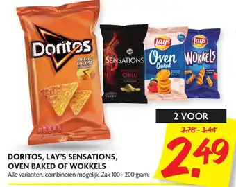 Dekamarkt Doritos, Lay's Sensations, Oven Baked of Wokkels 2*100-200g aanbieding