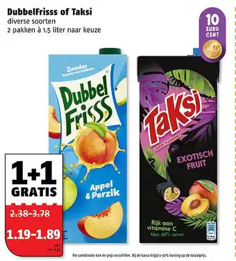 Poiesz DubbelFrisss of Taksi 1,5liter aanbieding