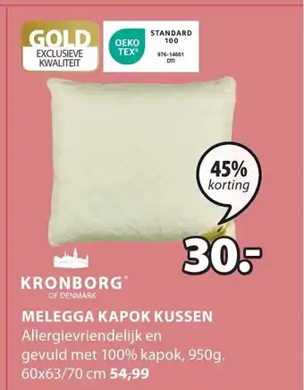 Jysk MELEGGA KAPOK KUSSEN aanbieding