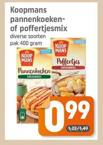 Dagwinkel Koopmans Pannenkoeken- Of Poffertjesmix aanbieding