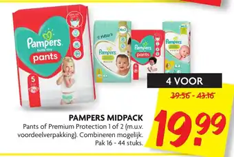 Dekamarkt Pampers midpack 4*16-44st aanbieding