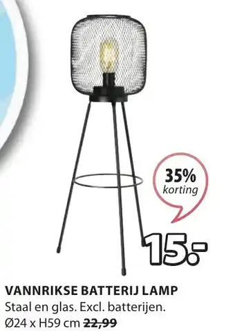 Jysk VANNRIKSE BATTERIJ LAMP aanbieding