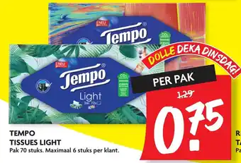 Dekamarkt Tempo Tissues Light 70st aanbieding