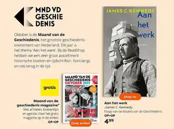 The Read Shop Maand Van De Geschiedenis Magazine Of Aan Het Werk James C. Kennedy aanbieding