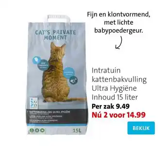 Intratuin Intratuin Kattenbakvulling Ultra Hygiëne Inhoud 15 Liter aanbieding