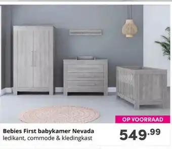 Baby & Tiener Bebies First Babykamer Nevada Ledikant, Commode & Kledingkast aanbieding